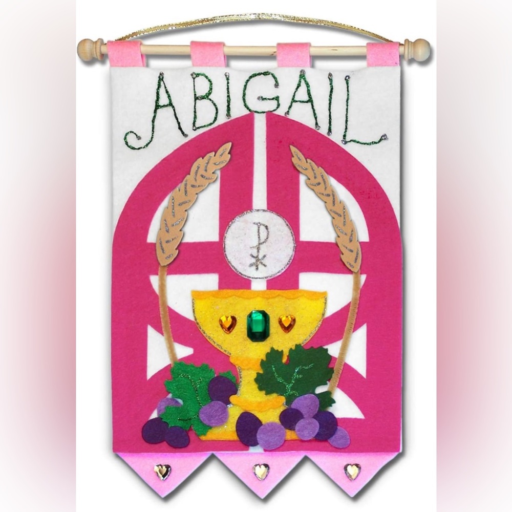 First Communion Banner Kit - 9 x 12 - Gates - Pink